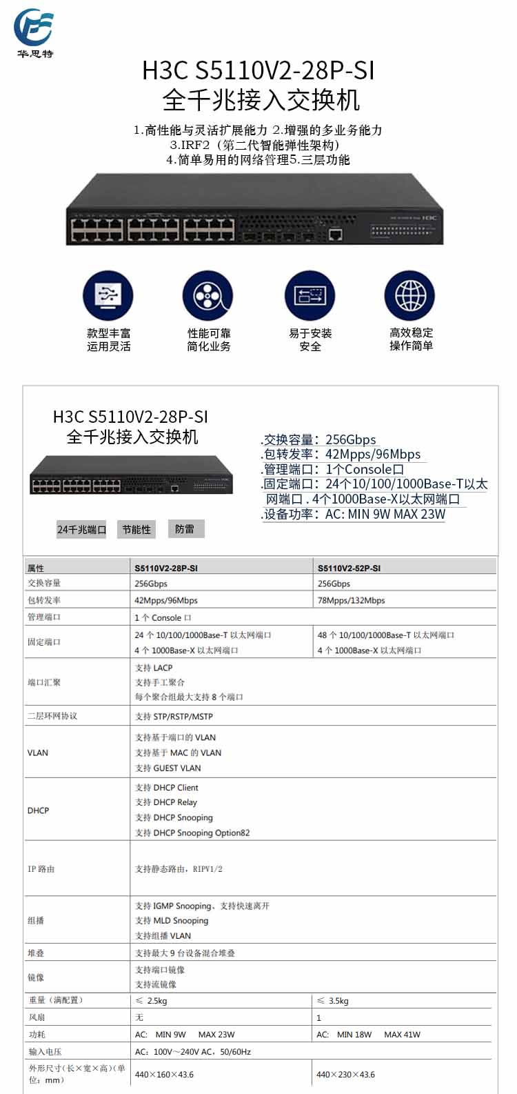 華三 24口全千兆網管三層交換機