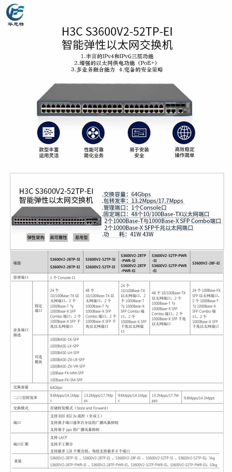 華三 48口百兆全管理智能交換機